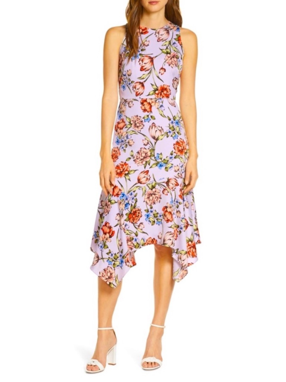 NWT Maggy London Botanical Floral Print Charmeuse Midi Dress sz 14